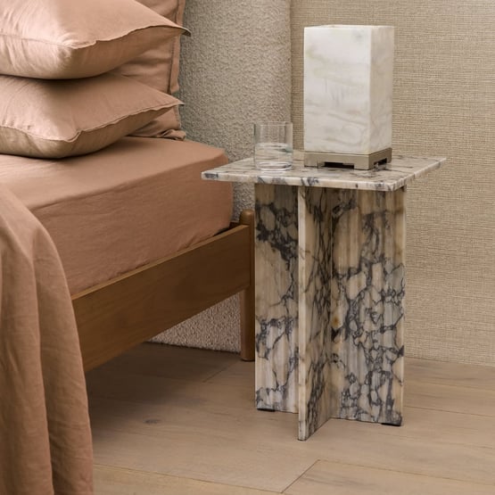 Athena Voila Marble Fluted Side Table