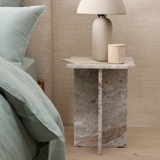 Athena Toronto Marble Fluted Side Table