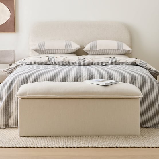 Pia Natural Linen Pillow Blanket Box 