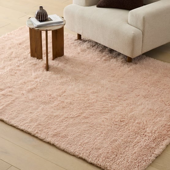 Farrah Flokati Blush Pink Hand Woven Wool Rug