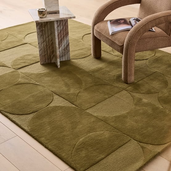 Echo Olive Hand Tufted Cut and Loop Wool Rug