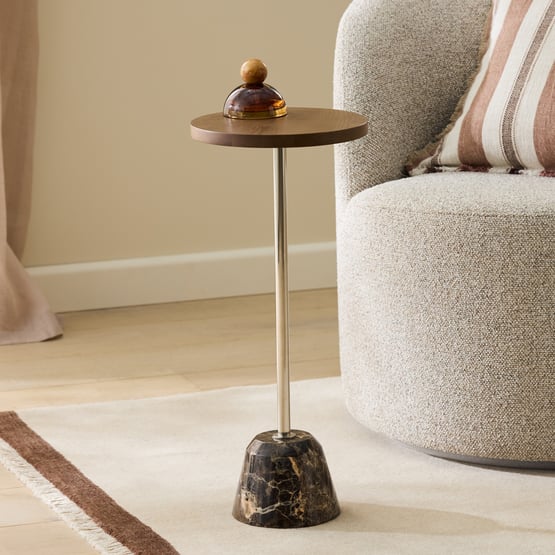 Savoy Dark Chocolate Timber Marble Drinks Table