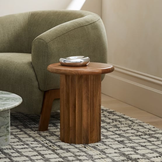 Reed Walnut Side Table