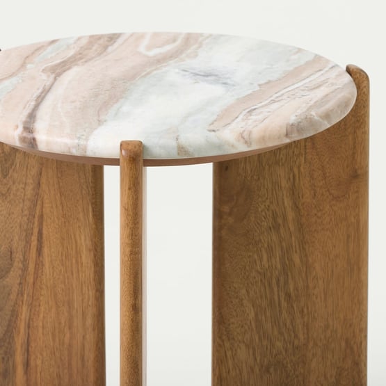 Marmo Toronto & Walnut Marble Side Table