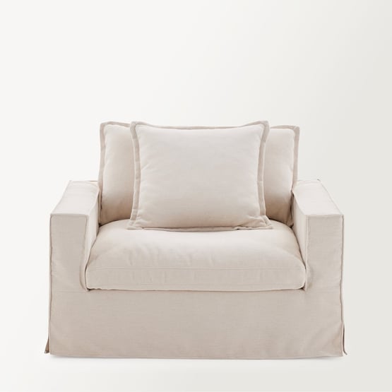 River Beige Linen Armchair