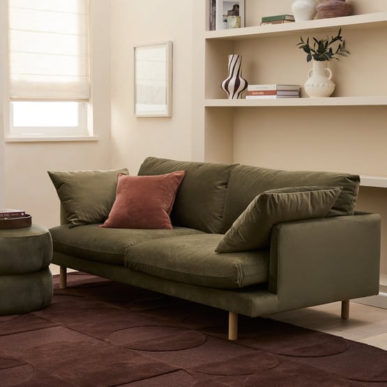 Morrison Olive Velvet 3 Seater Sofa