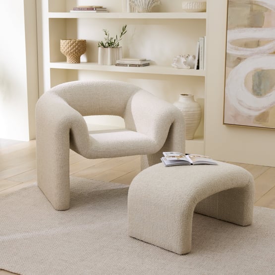 Cleo Almond Boucle Ottoman