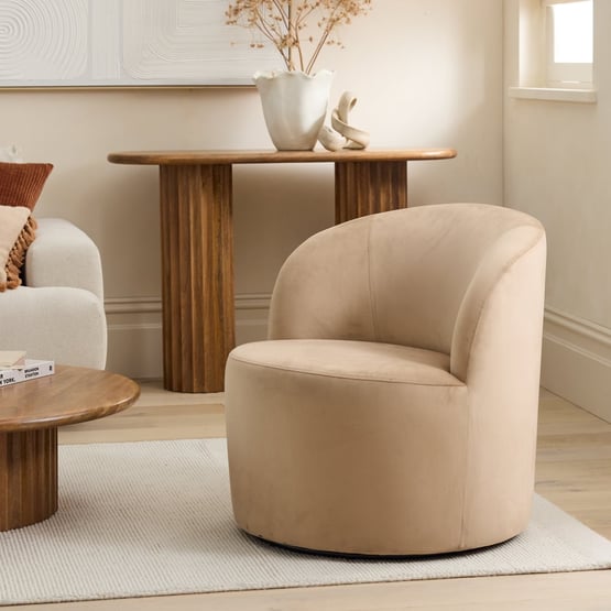 Bonnie Mushroom Velvet Swivel Chair