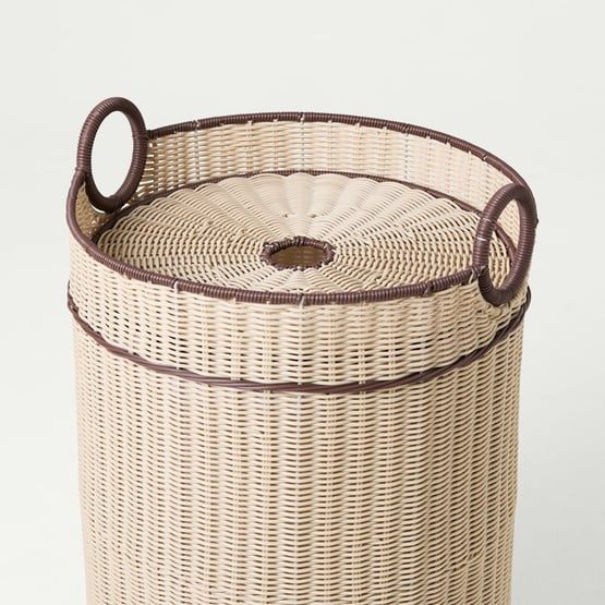 Piper Cream & Chocolate Laundry Basket with Lid