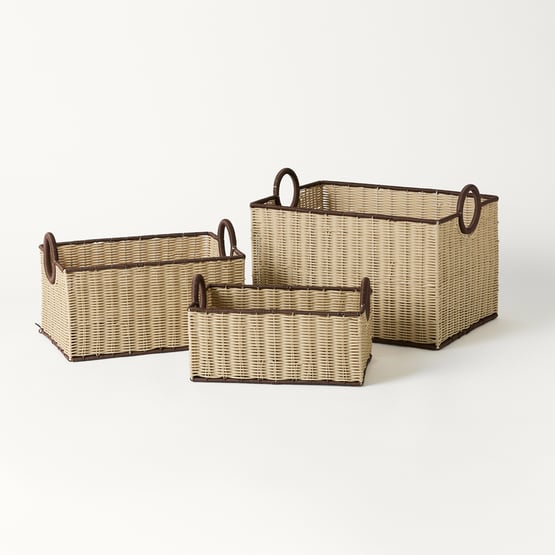 Piper Cream & Chocolate Storage Basket