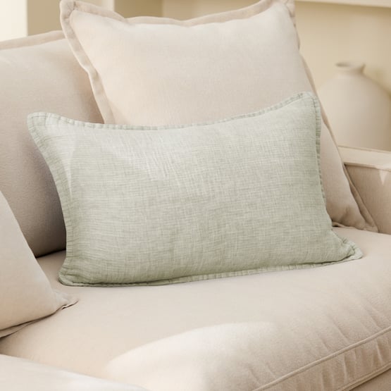 Belgian Gum Leaf Marle Vintage Washed Linen Cushion