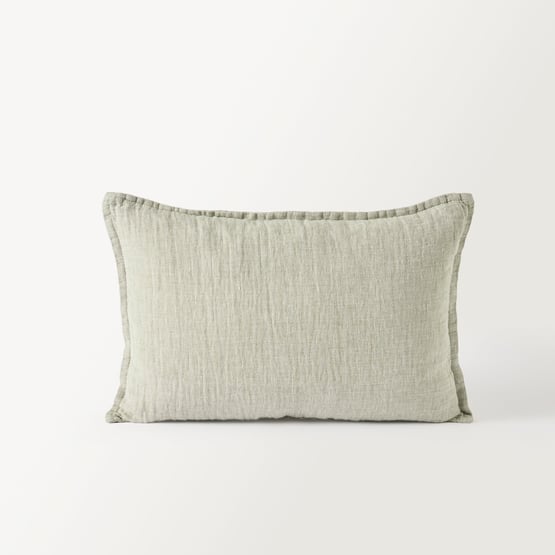 Belgian Gum Leaf Vintage Washed Linen Marle Cushion