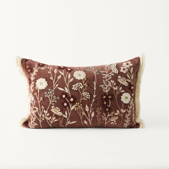 Clara Coffee Floral Cushion
