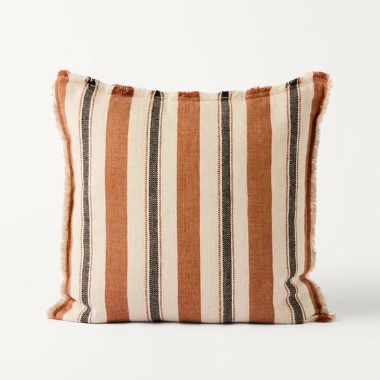 Shadow Brown Sugar & Black Linen Stripe Cushion