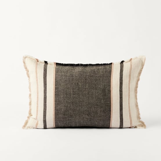 Echo Linen Brown Sugar & Black Stripe Cushion