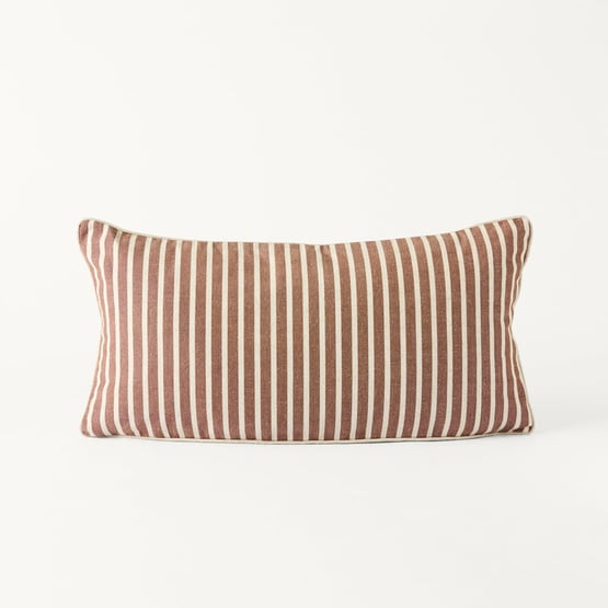 Tommy Coffee & Natural Stripe Bolster Cushion