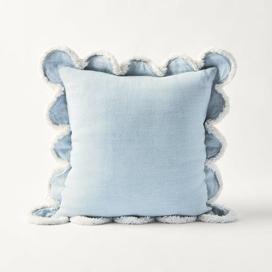 Delilah Blue Scallop Linen Cushion