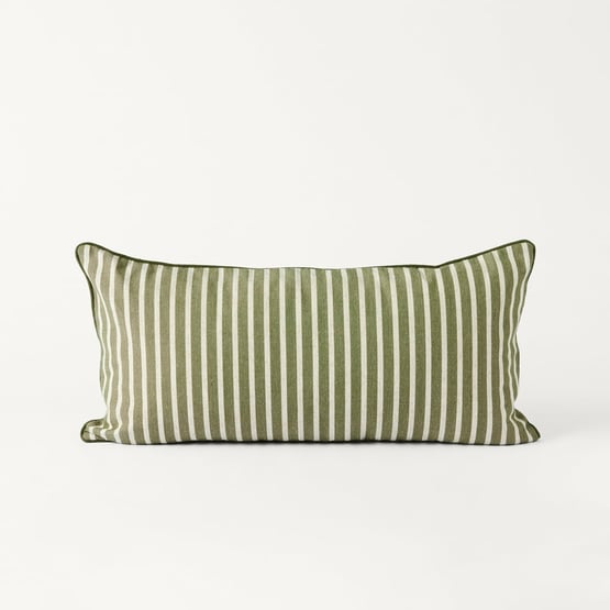 Tommy Green & Natural Stripe Bolster Cushion