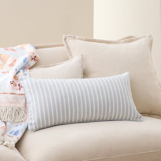 Tommy Blue & Natural Stripe Bolster Cushion