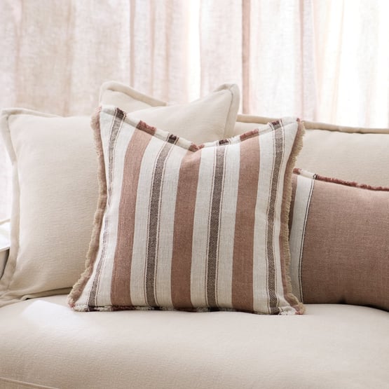 Shadow Mocha Stripe Linen Cushion