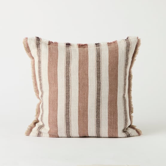 Shadow Mocha Stripe Linen Cushion