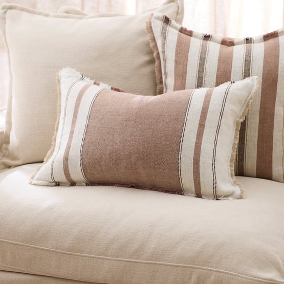 Echo Mocha Stripe Linen Cushion