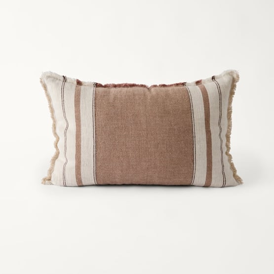 Echo Mocha Stripe Linen Cushion