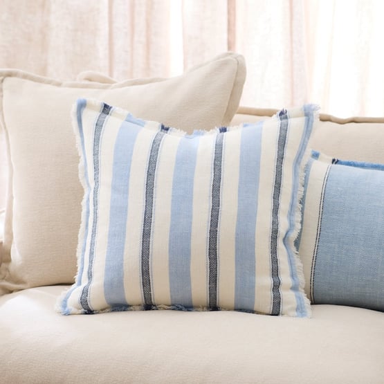 Shadow Cashmere Blue Stripe Linen Cushion