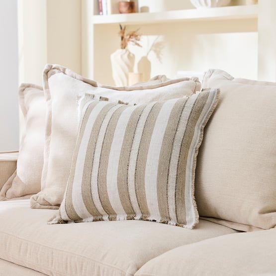 Shadow White Stripe Linen Cushion