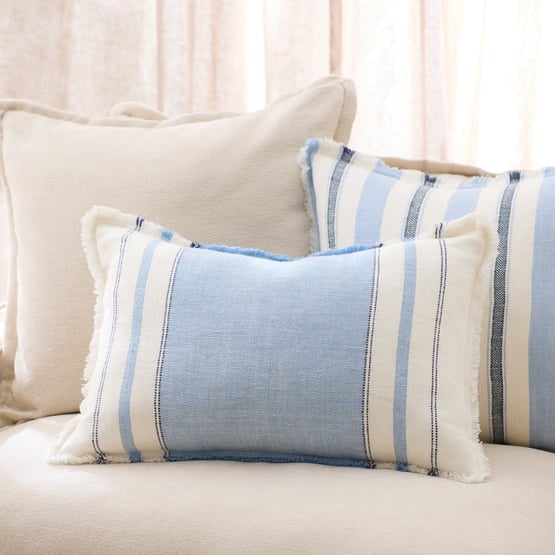 Echo Linen Cashmere Blue Stripe Cushion