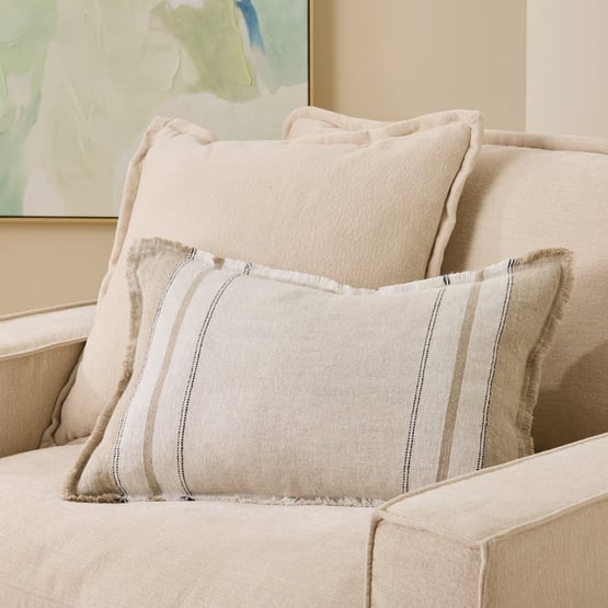 Echo White Stripe Linen Cushion