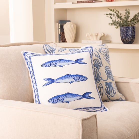 Aegean Blue Sardines Cushion