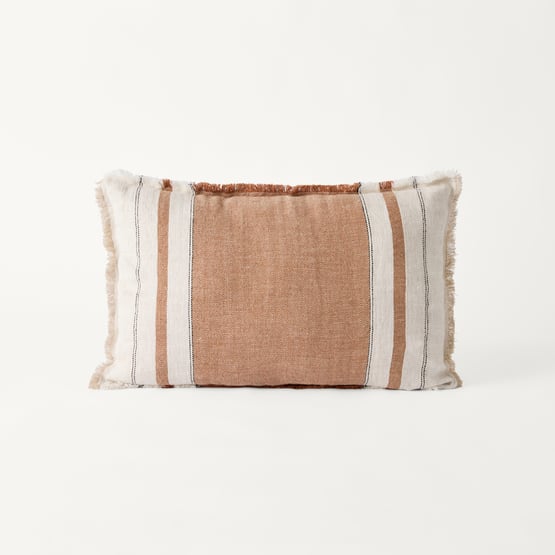 Echo Natural & Brown Sugar Stripe Linen Cushion