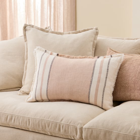 Echo Hazelnut Stripe Linen Cushion