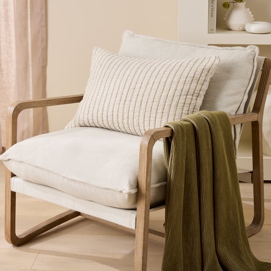 European Migsa Natural & Olive Cushion