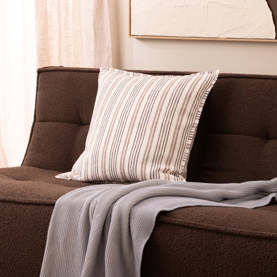 Layton Blue & Chocolate Linen Cushion