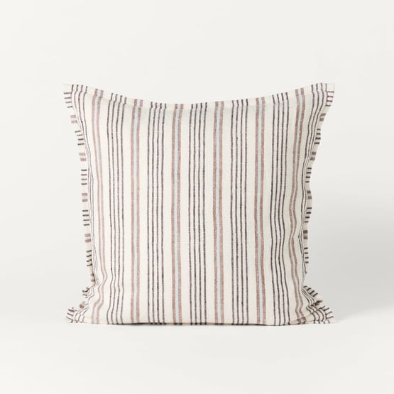 Layton Blue & Chocolate Linen Cushion