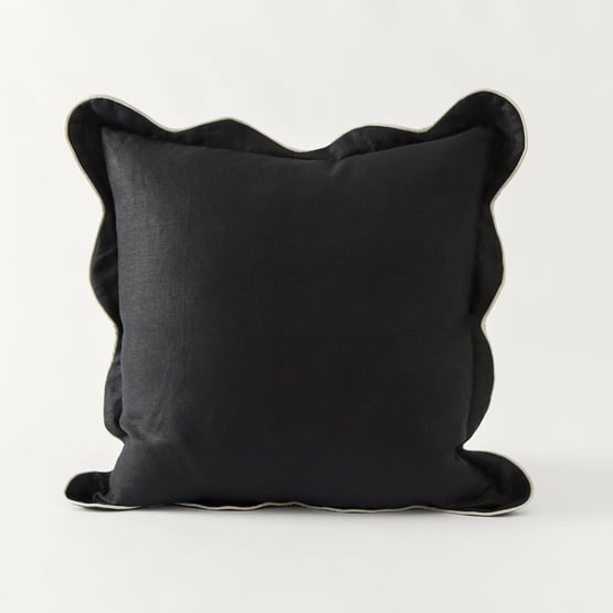 Emia Black & Natural Linen Cushion