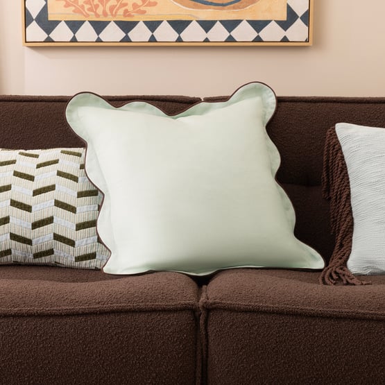 Emia Surf Spray & Chocolate Linen Cushion