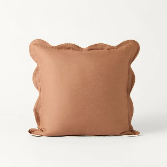 Emia Mocha & Whisper White Linen Cushion