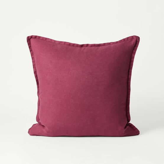 Belgian Vintage Washed Linen Burgundy Cushion