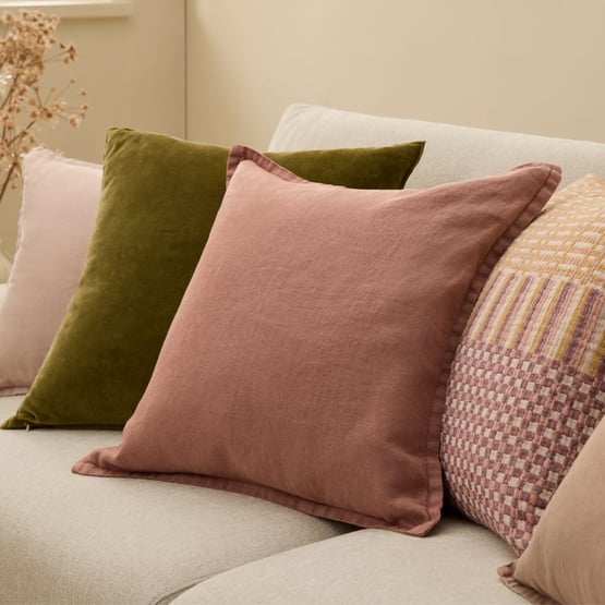 Belgian Rosewood Vintage Washed Linen Cushion