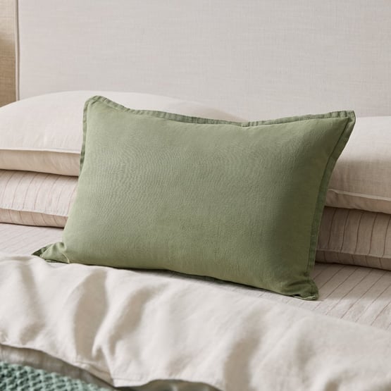 Belgian Vintage Washed Linen Forest Long Cushion 