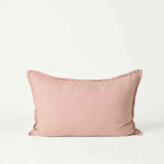 Belgian Pink Glow Vintage Washed Linen Long Cushion