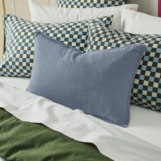 Belgian Thunderstorm Vintage Washed Linen Long Cushion