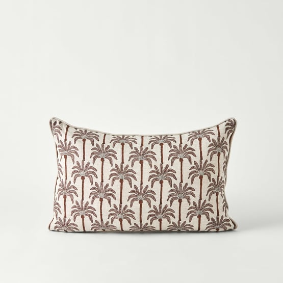 Delhi Hathelee Palm Woodblock Linen Cushion
