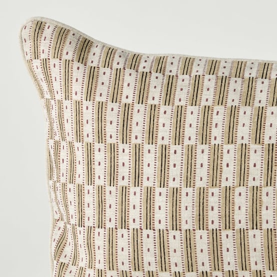 Delhi Leo Natural Woodblock Linen Cushion