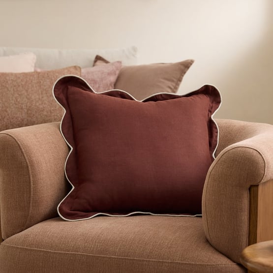 Emia Chocolate Linen Cushion