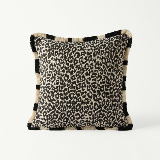 Shadow Black Leopard Cushion