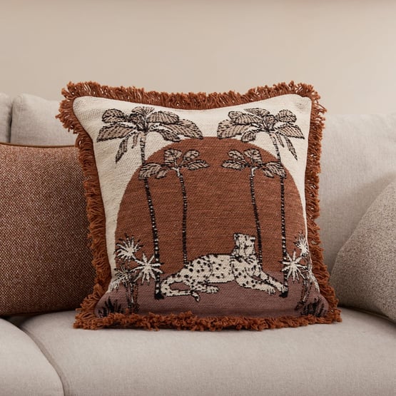 Jaguar Brown Palm Cushion